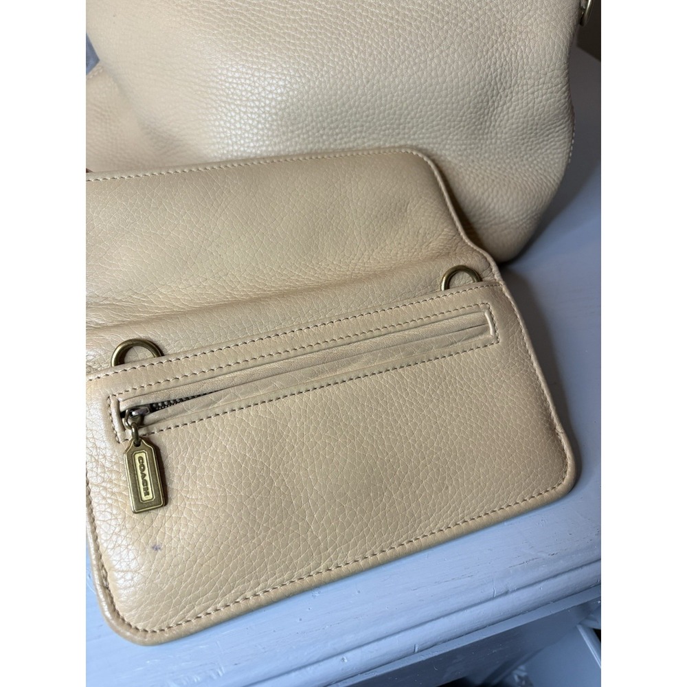 Vintage COACH Beige Leather, Sonoma 2-Way Shoulder Bag + Wallet, 4921 90s USA - Picture 5 of 16